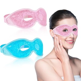 DGMI Cooling Eye Mask, Pack of 4, Gel Eye Mask, Cooling Mask, Reusable Cooling Ice Sleep Masks for Post-Surgery, Swelling, Allergies, Sinus and Migraine (Blue) (29 x 19 cm)