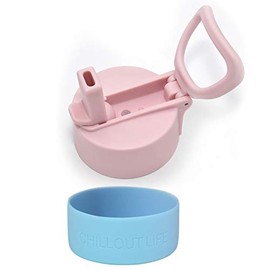 CHILLOUT LIFE Replacement Straw Lid + Silicone Bottom for 12 oz / 17 oz / 22 oz Insulated Water Bottle (Cotton Candy)