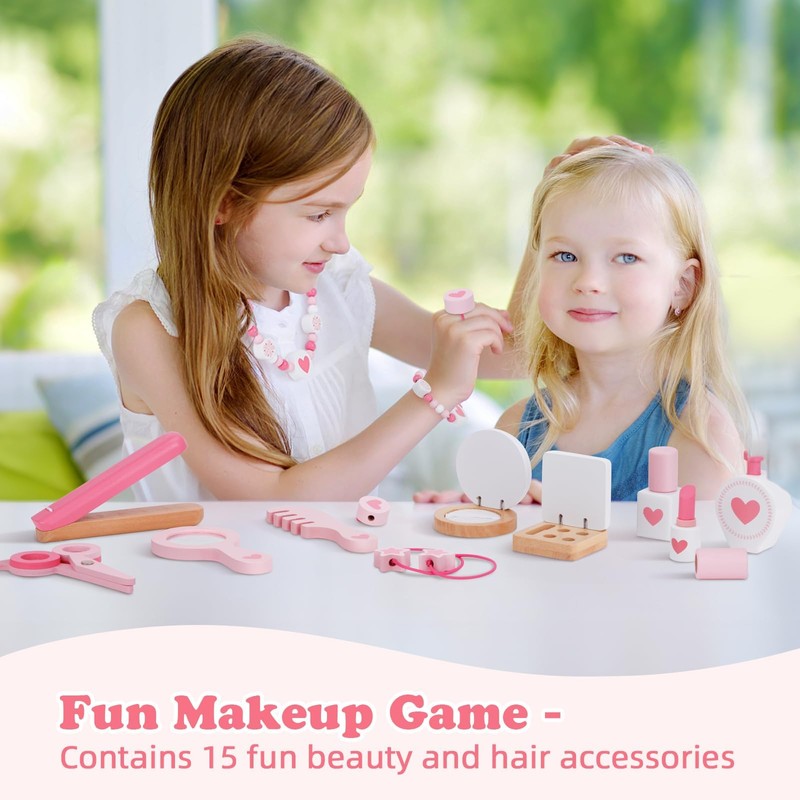 OOOK Kids Vanity Set,Table & Chair Vanity Set with Mirror（Includes