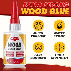Super Glue for Wood 35g – Clear, Waterproof Adhesive for Furniture Repair, DIY, Crafts– Ultra Strong, Fast-Drying Glue for Wood, Metal, Plastic & More