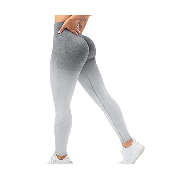 YEOREO Scrunch Butt Lift Leggings for Women Workout Yoga Pants Ruched Booty High Waist Seamless Leggings Compression Tights Gradient Gray XL