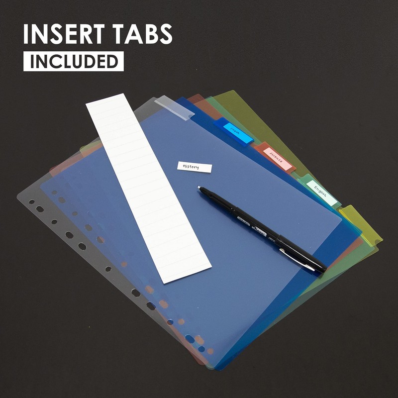 BAZIC Binder Dividers w/ 5 Insertable Color Tabs, 11 Hole