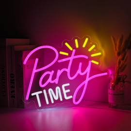 ENUOLI Neon Sign, LED Party Time Signs - Dimmable USB Neon Lights for Wedding, Home, Birthday Party, Bedroom, Game Room Decor