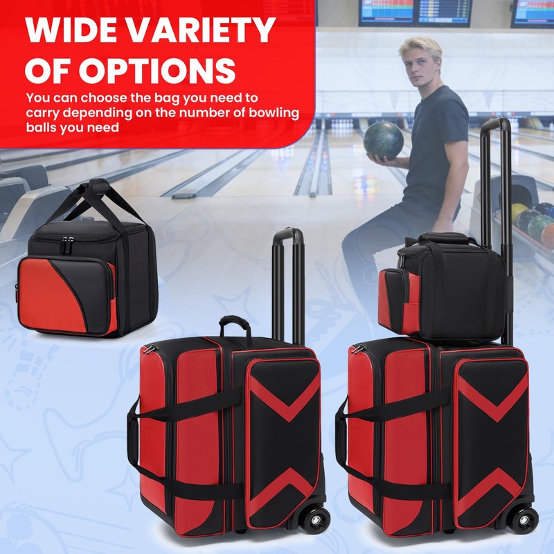 3 Ball Bowling Bag with Wheels, Bowling Bag 2 Ball