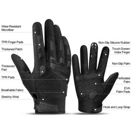 INBIKE MTB Mountain Bike Gloves Touchscreen with Thicken EVA Padded & TPR Knuckle Protection for BMX MX ATV Motorcycle