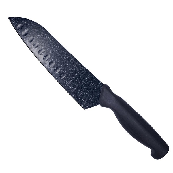 Macross MCK-128 Stainless Steel Santoku 18 Kitchen Knife, Multi-Purpose, Cooking Knife, Food, Cut, Dimple Treatment, Stone Coating
