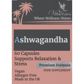 Vitacines, Ashwagandha Capsules, 60 Capsules, Vegan, Vegetarian, Halal, Kosher, Allergen-Free, Gelatin and Gluten Free, Non GMO, Made in The UK