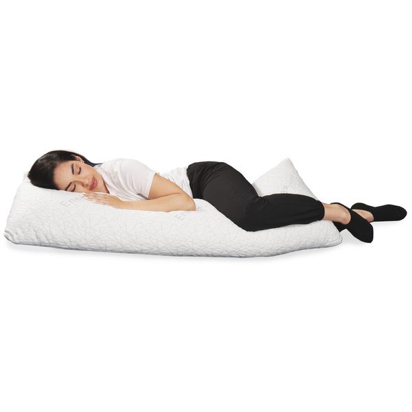EnerPlex Body Pillow for Adults - Adjustable 54 x 20 Inch Long Pillow Shredded Memory Foam Pillows w/Plush Viscose of Bamboo Cover for Adults & Kids - Pregnancy Pillow for Sleeping