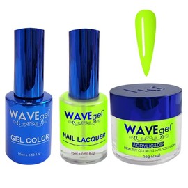 WAVEGEL Soak-Off Gel, Nail Lacquer & Acrylic/Dip Powder Matching Set - Royal Collection - #075 Pop Of Neon