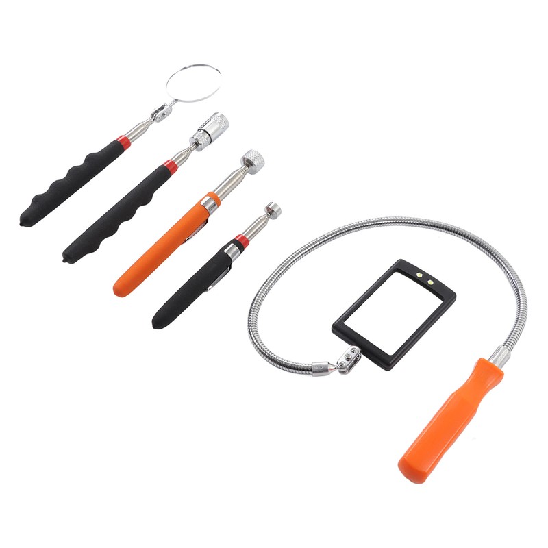 5Pcs Telescoping Magnetic Pickup Tool 360° Rotation Shock Resistant LED