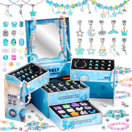 BLmukce Charm Bracelet Making Kit for Girls Ages 8-12, DIY Jewelry Making Kit & Craft Set with Beads, Charms & Necklace Kit Birthday Christmas Gift for Kids 4-6 7 8 Years Old Girl