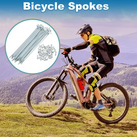 A ABSOPRO 36 Set 14G Bicycle Spokes 114mm Bike Wheel Spokes Galvanized Carbon Steel Silver Tone