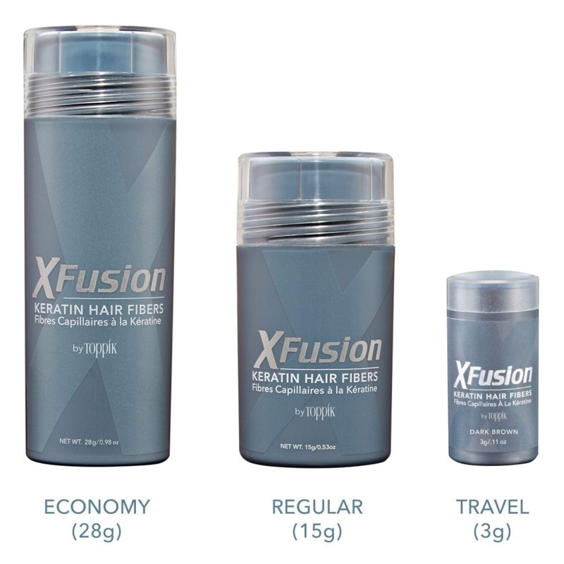 XFusion Keratin Hair Fibers, Gray, Travel Size, 3g (0.11 OZ)
