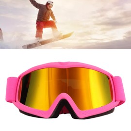 Snow Goggles, Fog Proof Impact Resistant Adjustable Over The Glasses Design Kids Ski Goggles UV Protection HD Coating Lens for Skiing (Pink)