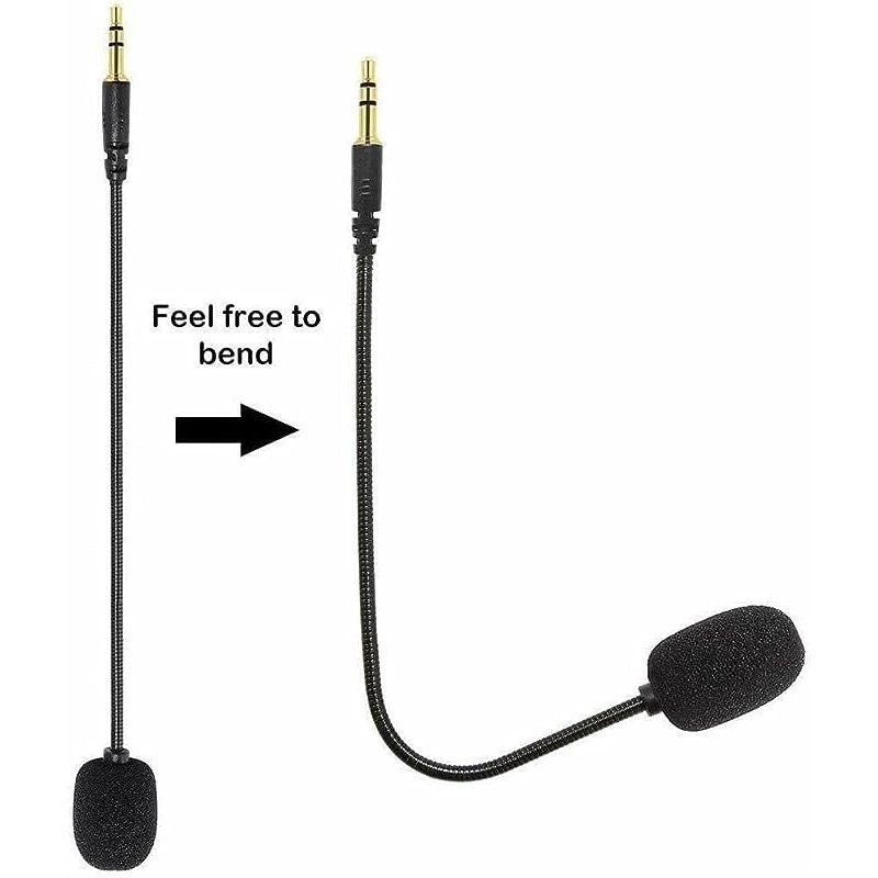 Jowxsx Black Headset Microphone Adjustable 360 Degrees Bendable Jack Headphone