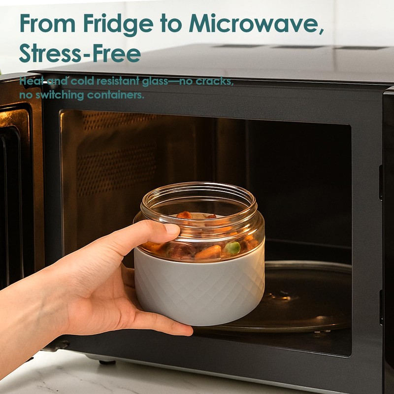 24 oz Glass Lunch Bowl Container with Lid | Leak