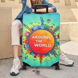 KYKU Medium Luggage Cover Cute Suitcase Cover with Zipper Fits 23, 24, 25 Inch