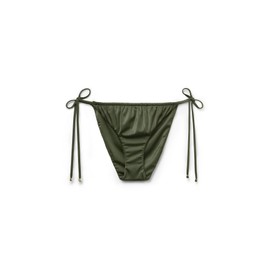 CALZEDONIA Woman's String Swimsuit Bottom Shiny Satin in Green, Size L