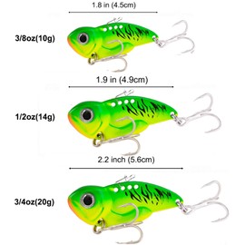 FANGBLUE - Señuelos de pesca de metal VIB de 3/4 oz (20 g) de hoja giratoria dura, cucharas de fundición larga para lubina, accesorios de pesca de trucha, 5 unidades, 20 g)