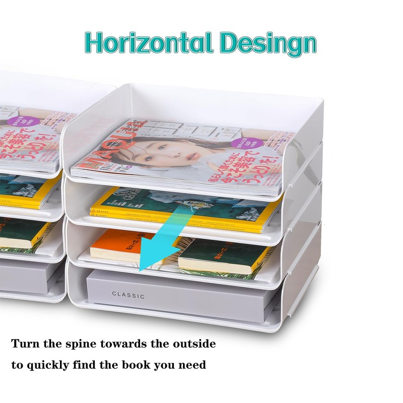 4 Tiers Stackable A4 Paper Trays, Office Desk File Holder,