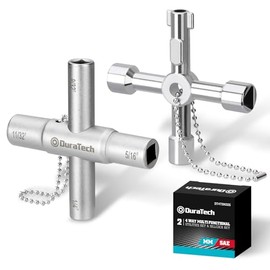 DURATECH 4 Way Sillcock Key Set, Utility Key, Multi-functional Water Key, 2-Pack, for Valve, Faucet, and Spigots