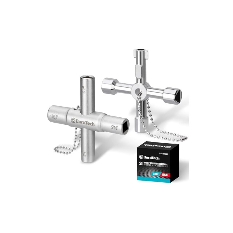DURATECH 4 Way Sillcock Key Set, Utility Key, Multi-functional Water