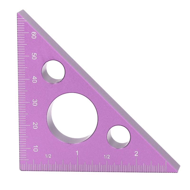 3in Right Angle Measure Ruler Thick Aluminum Alloy 45 Degree