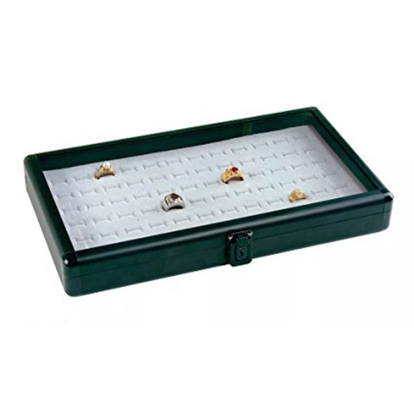 Unbranded/Generic BLACK ALUMINUM RING CASE BOX DISPLAY WITH WHITE INSERT