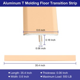 uxcell 3pcs Aluminum T Molding Floor Transition Strip, 35.4inch Door/Tile/Carpet to Tile Transition Strip, Doorway Edge Trim Wood Tile Vinyl, Laminate Floor,36inch x 0.6inch Gold