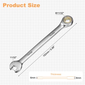 uxcell Ratcheting Wrench 11/32" 12-Point 72-Teeth Ratchet Box End and 11/32" Open End Cr-V Steel Black Nickel Electroplating Combination Wrench for Home Auto Repair Machine Maintenance