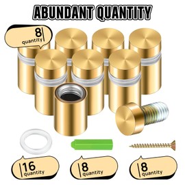 Ferraycle 8 Sets Standoff Screws Stainless Steel Advertising Standoff Mount Metal Hardware Sign Mounting Hardware for Hanging Acrylic Picture Frame(1/2 x 0.79 Inch)