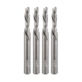 Ultra-Shear Solid Carbide Router Bits, 5MM CD, 1/4" SH, 3/4" CL, Down Cut, 4 Pk, USA Made Spiral Bit for CNC, Hand & Table Routers US275MD