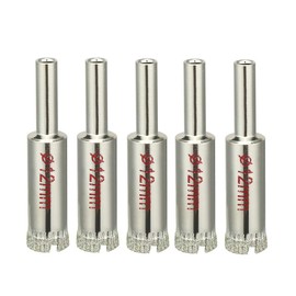 uxcell 5PCS 12mm Diamond Coated Hole Saw Drill Bits for Glass Ceramic Tile Marble Rock Porcelain Bottles Pots Brick