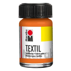 Marabu - Textile Fabric Paint, Water-Based Fabric Printing Ink - for Bright Fabrics - Washable up to 60°C - Soft Handle, Easy to Fix by Ironing or in the Oven, Orange, 15 ml