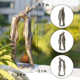 LC LCdecohome Frog Decor Garden Statue Decor Outside - Couple Kiss Plog Statue Outside Frog Figurines for Yard Patio Lawn Decorations Couple Frogs Front Yard Decorations Outdoor 3.5" 2" 8.75"