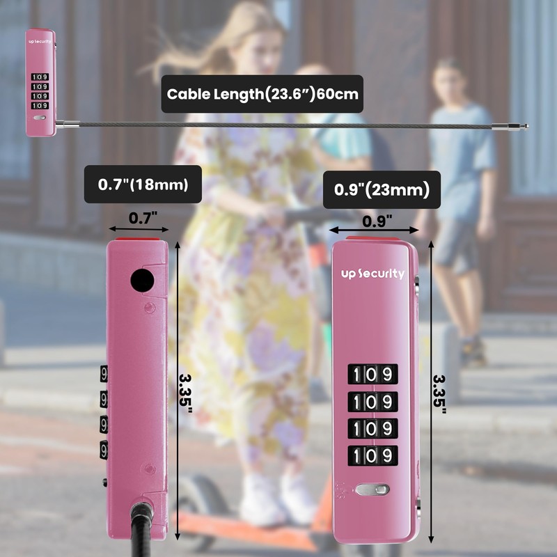 UP Security Combo Cable Bike Lock, 4 Digit Combination Lock