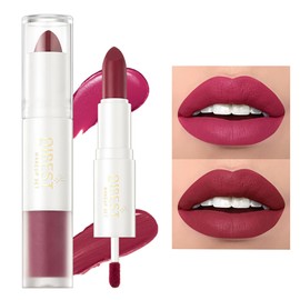 HWSHQY OO Dual Ended Lip Makeup,2-in-1 Matte Liquid Lipstick Lip Gloss,Long Lasting Smudge Proof Lip Stain,Silky Smooth Lip Glosses,Creamy Velvet Lipcolor Lip Makeup,05