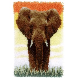 Latch Hook Kits for Adults Rug, 52X38cm DIY Rug Making Kit for Adults Color Printed Latch Kits, Elephant Latch Hook Cushion Kits, Kids Latch Hook Rug Kit, Latch Hook Craft Kits, Carpet Crochet Kits