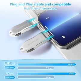 USB Flash Drive 256GB for Phone Thumb Drive Photo Stick Android USB C Memory Stick Photo Storage DEZOBYTE Compatible Phone Pad Pro Android USB C and Computer Silver-HL 256GB