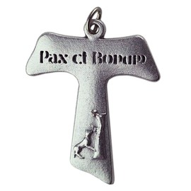 Eurofusioni Saint Francis of Assisi Tau Cross Pax et Bonum - Silver Plated Pendant - H Inch 1.26-10 Pieces