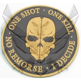 PVC Rubber Morale Patch Military Sniper One Shot Kill US Seller Hook Beige 4D2