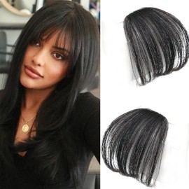 ASAYUMI Clip In Bangs Human Hair Bangs Hair Clip Natural Black Clip On Bangs Real Human Hair Air Curtain Bangs For Women Clips Wispy Bang