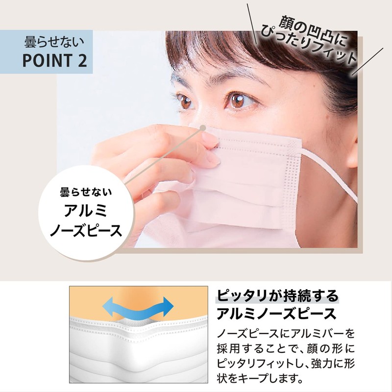 [メディコムジャパン] 不織布マスク メガネが曇りにくいマスク 個包装 40枚入 ベージュ 使い捨て 大容量 耳が痛くなりにくい 息がしやすい