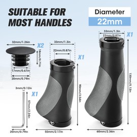 GlasFlength Ergonomic Bicycle Grips MTB Bicycle Handlebar Grips Mountain Bike Grips Bicycle Ergonomic Bicycle Grips 22 mm Suitable for Urban Bikes Scooter E-Bike (Black)