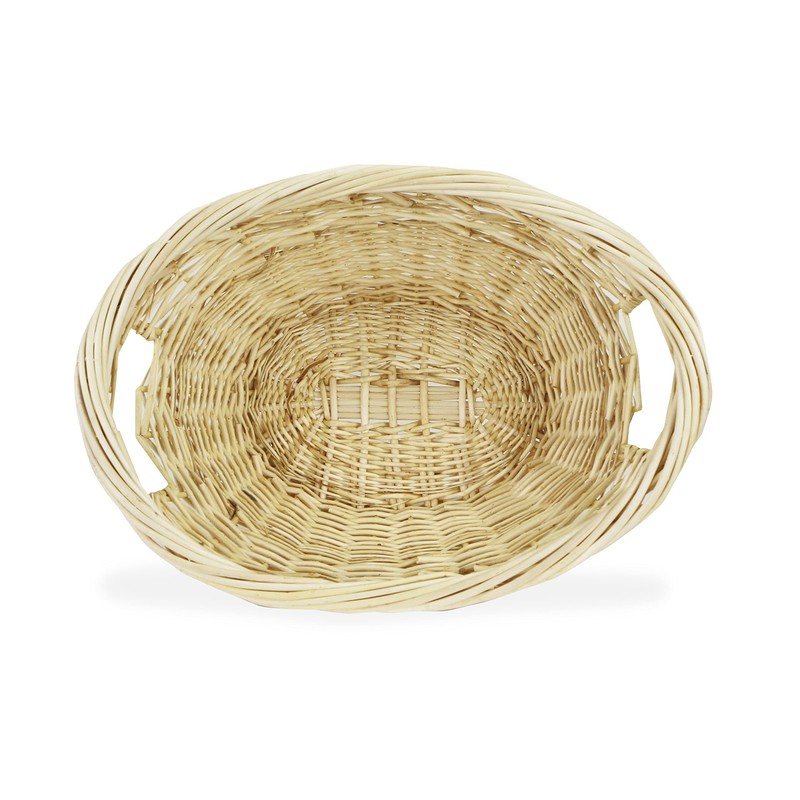 Small oval natural willow heavy rimmed laundry basket (UW-8802A)