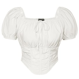 Scarlet Darkness Renaissance Shirt Women Cute Crop Tops Off Shoulder Corset Shirt White XXL