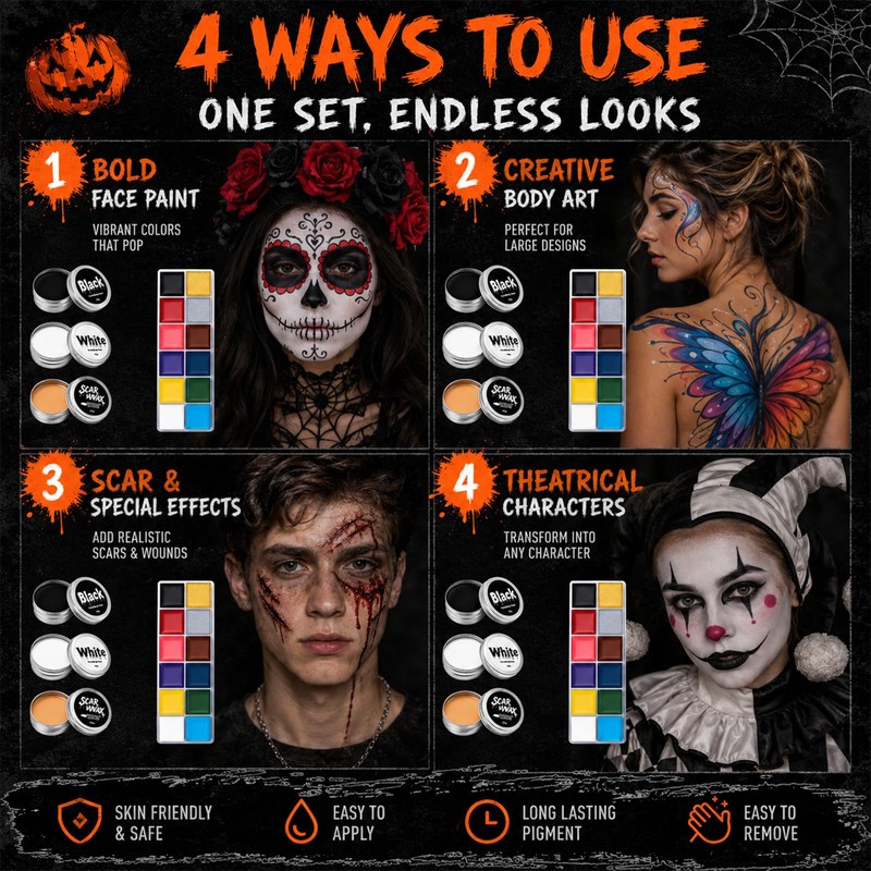 Halloween SFX Makeup Kit: 15 PCS Face Special Effect Makeup