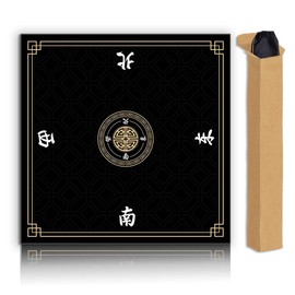 JUFORHQC Mahjong Mat, Non-Slip Noise Reducing Game Mat, 31.5 Inch Mahjong Table Mat,Mahjong Mat with Cloth Bag and Carton Storage,Suitable for Mahjong, Dominoes, Solitaire and Other Games. (Black)