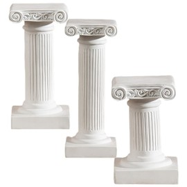 FOMIYES 3pcs Roman Pillar Candle Holder Mini Greek Columns Statue Candle Stand Roman Pillar Candlestick Resin Decorative Candelabra for Wedding Table Decoration White