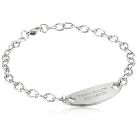 Surgical Steel Medical Alert Bracelet for PENICILLIN ALLERGY ID 9/16 inch wide, 9 inch long